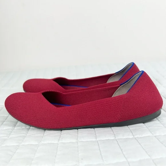 Rothy’s The Flat Rounded Toe Ballet Flat in Red Size 9 Washable - Picture 5 of 10
